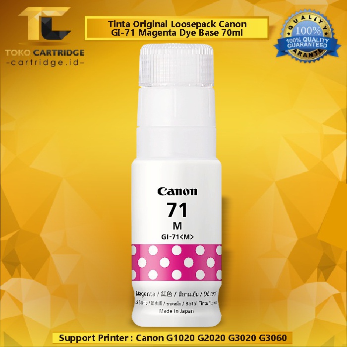 Tinta Canon GI-71 GI71 PGBK GI 71 Original Loosepack, Refill Ink Printer PIXMA G1020 G2020 G3020 G3060