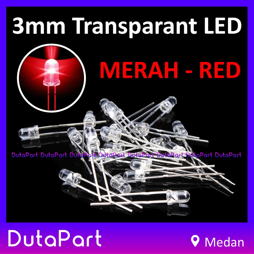 LED 3mm MERAH RED Transparant Bening F3 LED Dioda KUALITAS BAGUS