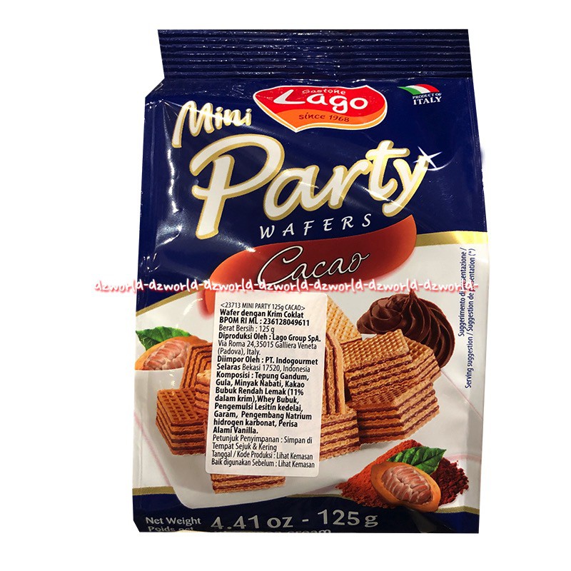 Lago Mini Party Wafers 125g Cacao Chocolate Hazelnut Vanila Wafer Krim Isi Gastono Lago