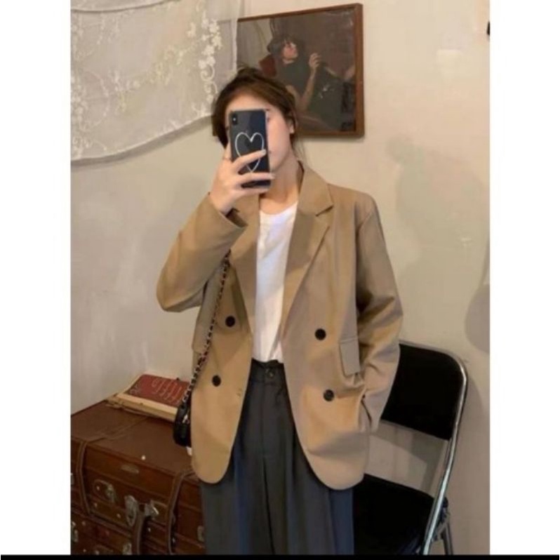ARA BLAZER Oversize Premium drill Trendy Wanita  Korea Terbaru Jas Wanita Blazer Korea