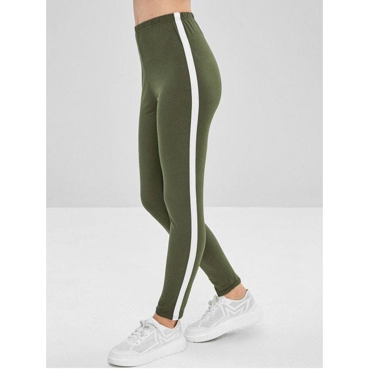 Celana Legging Leging Lejing Sport Panjang Motif Garis Standar Jumbo