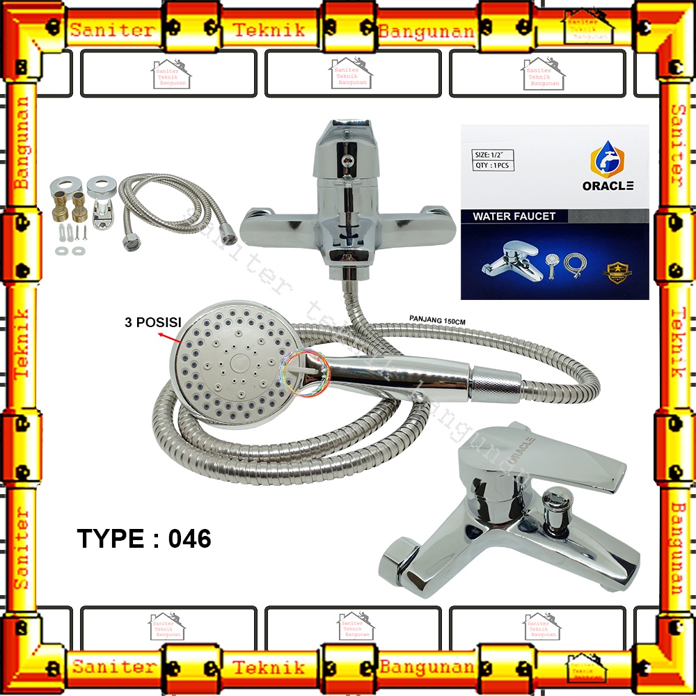 Kran Keran Shower Set Bakip Bath Tub Stainless Steel Air Dingin Panas Oracle