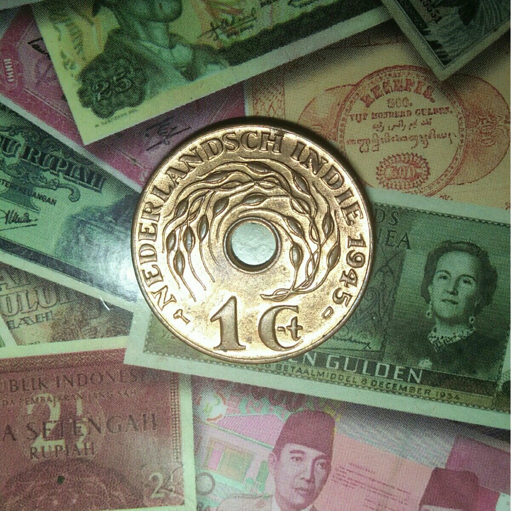 Exc 021 -  Koin 1 Cent Nederland Indie 1945 D