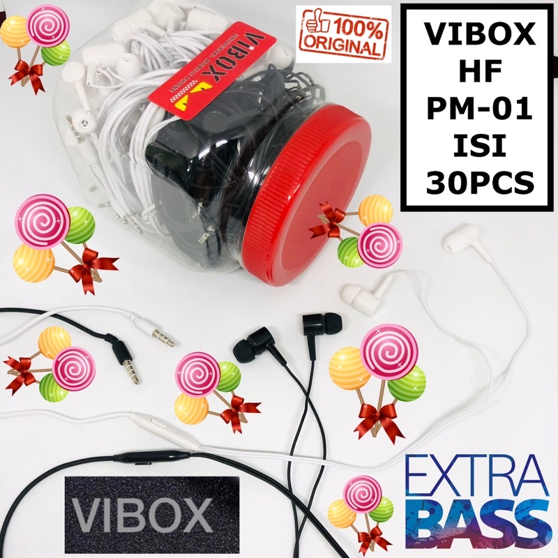 PROMO ~1TOPLES ISI 30PCS HANDSFREE VIBOX HF PM01 ORIGINAL EXTRABASS