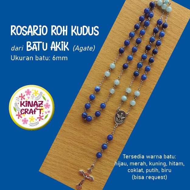Rosario Roh Kudus dari Batu Akik Biru