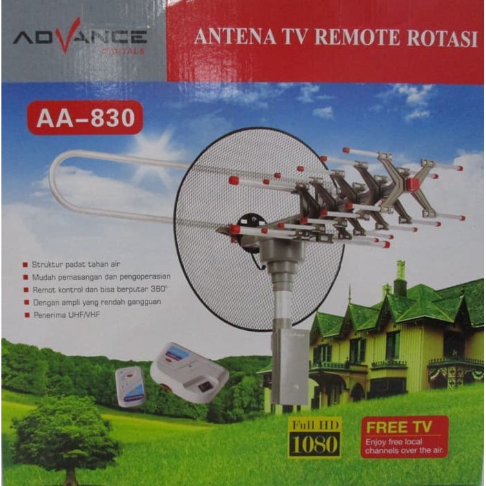 Antena Antene Digital TV Remote Rotasi ADVANCE AA-830 Full HD 1080