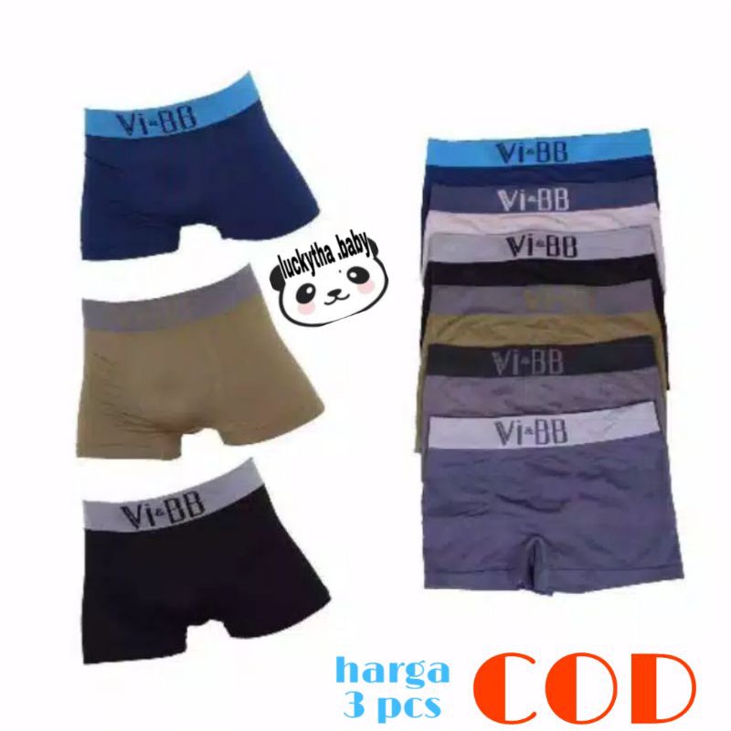 3pcs_ cd boxer VI&amp;BB / COWO KEREN SEAMLESS TANPA JAHITAN/BOXER ViBB DEWASA / CELANA BOXER PRIA