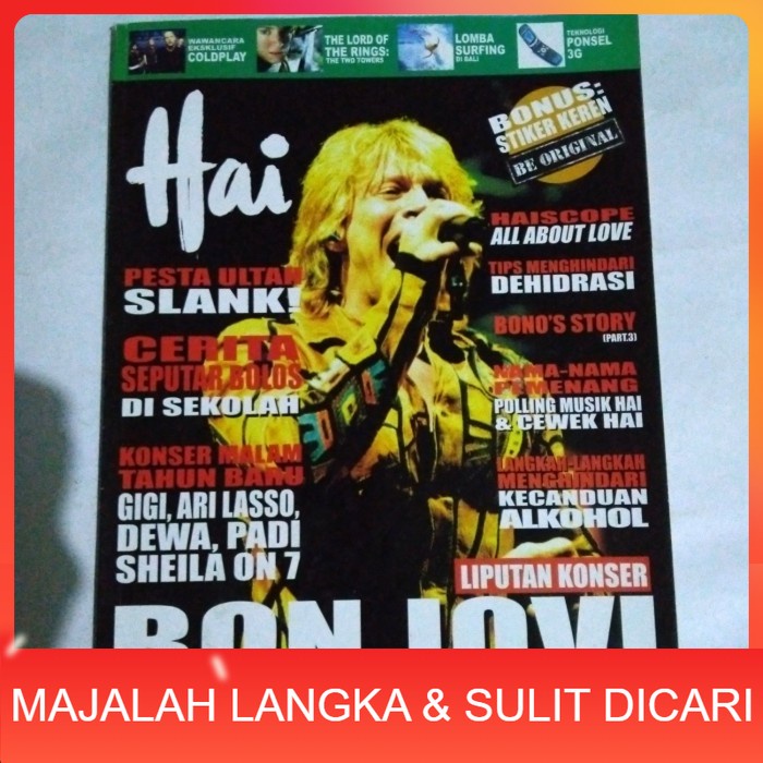Majalah HAI No.2 Jan 2003 Cover JON BON JOVI Langka