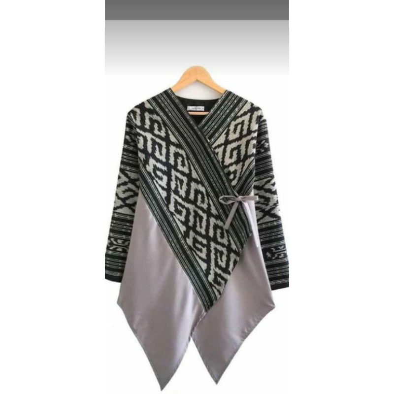 Atasan Tunik material tenun blangket dan kain polos toyobo