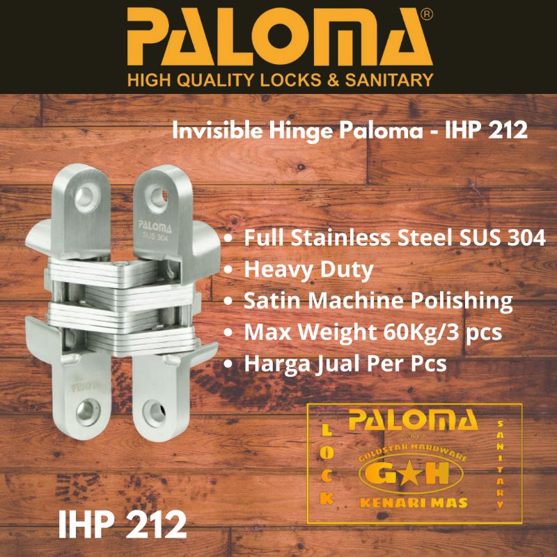 PALOMA IHP 212 ENGSEL CONCEALED ENGSEL TANAM PINTU STAINLESS SUS 304