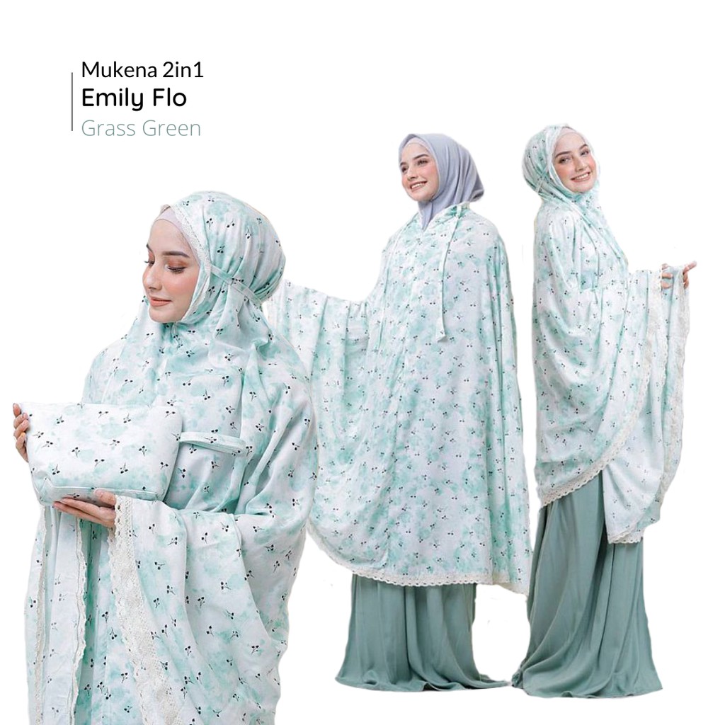 Mukena 2in1 Dewasa Traveling Ponco Rayon Premium Motif Renda Emilyflo