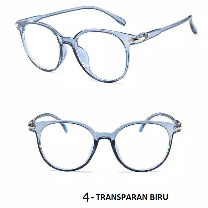SMS Kacamata Anti Radiasi 15959 Kaca Mata Pria Wanita Frame Sunglasses Lensa Transparan Import-TRANS BLUE