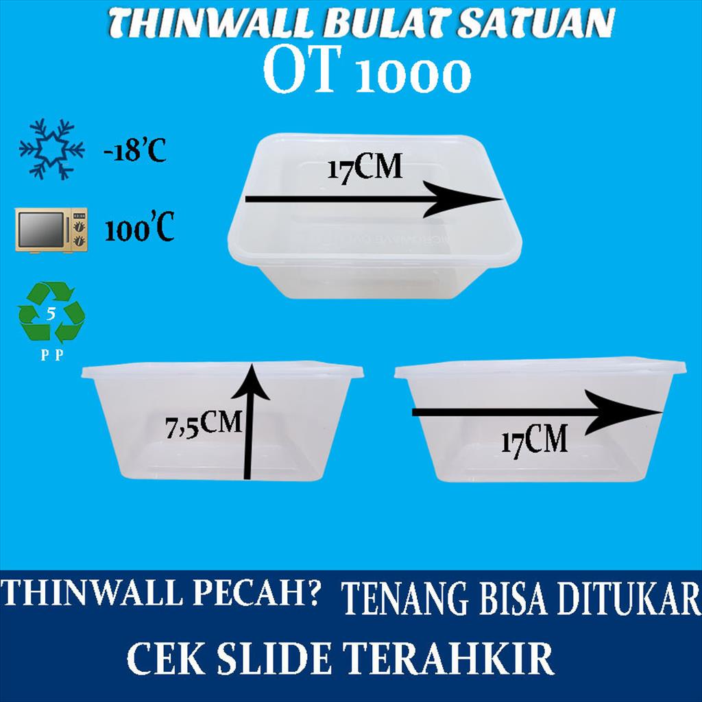 Thinwall Satuan/ Thinwall Persegi 1000ML Otipack Thinwal OTS.1000