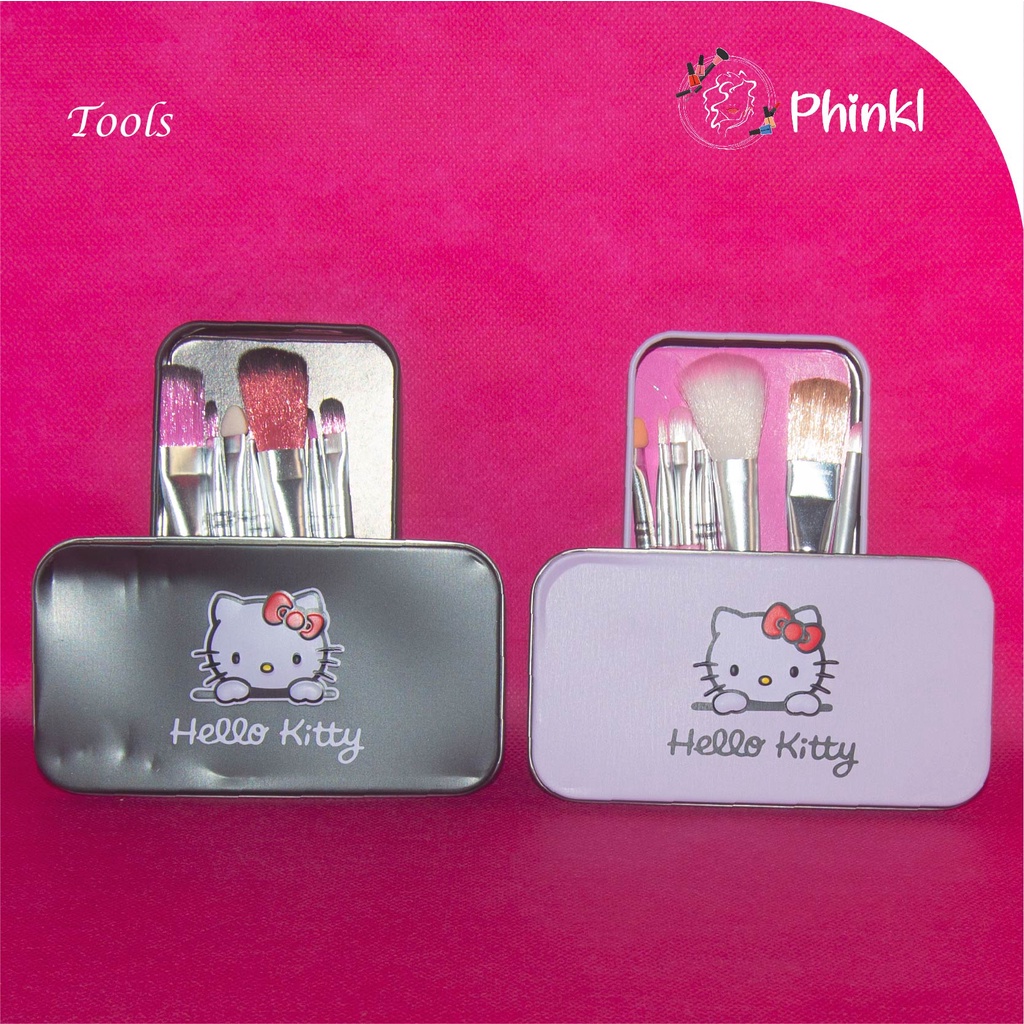 `ღ´ PHINKL `ღ´ Hello kitty kuas set kaleng makeup kosmetik untuk aplikasi eyeshadow eyebrow blush on