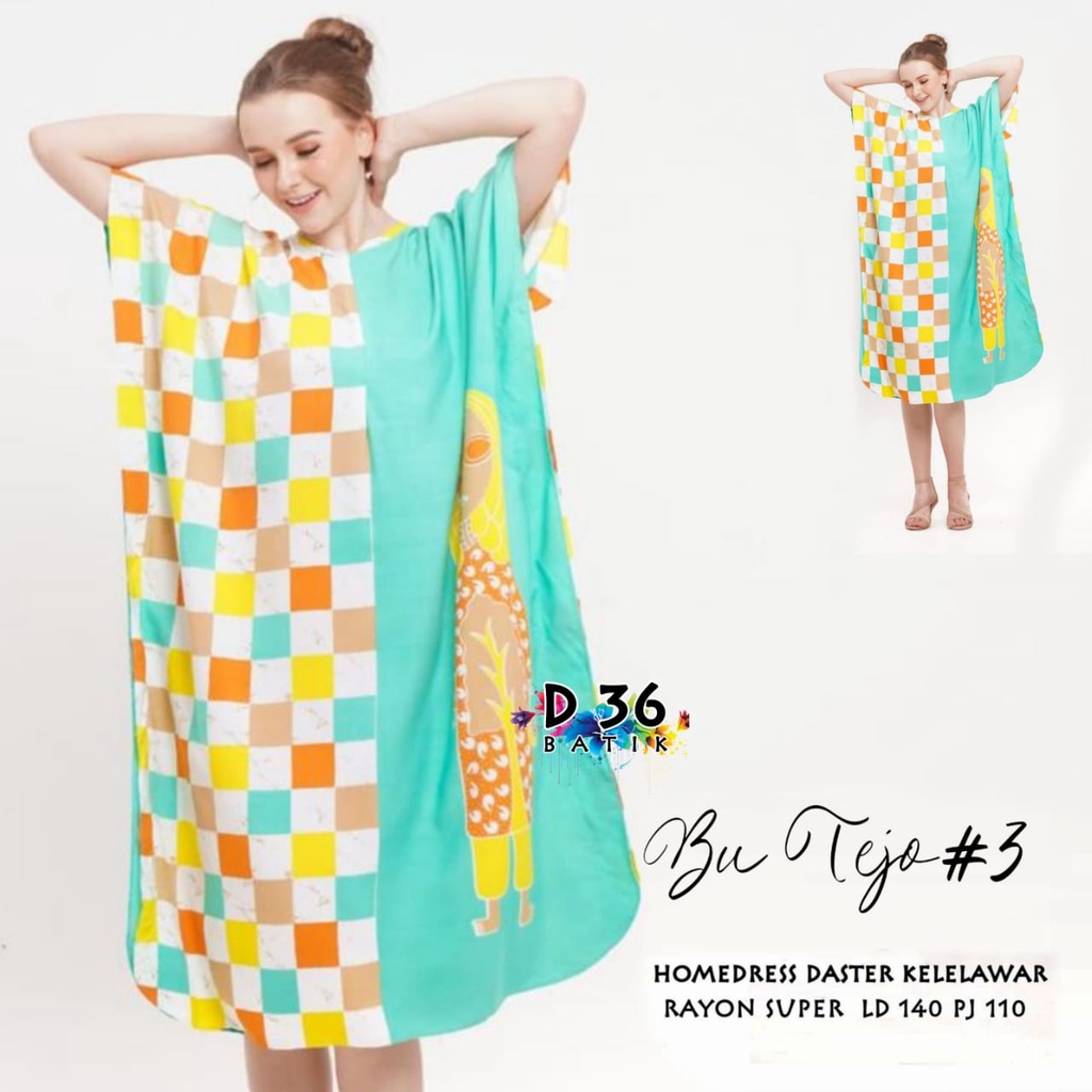 Daster Bu Tejo #3 Batik Homedress Kelelawar Baju Tidur Rayon Pastel Baju Tidur Kartun Jumbo Santai