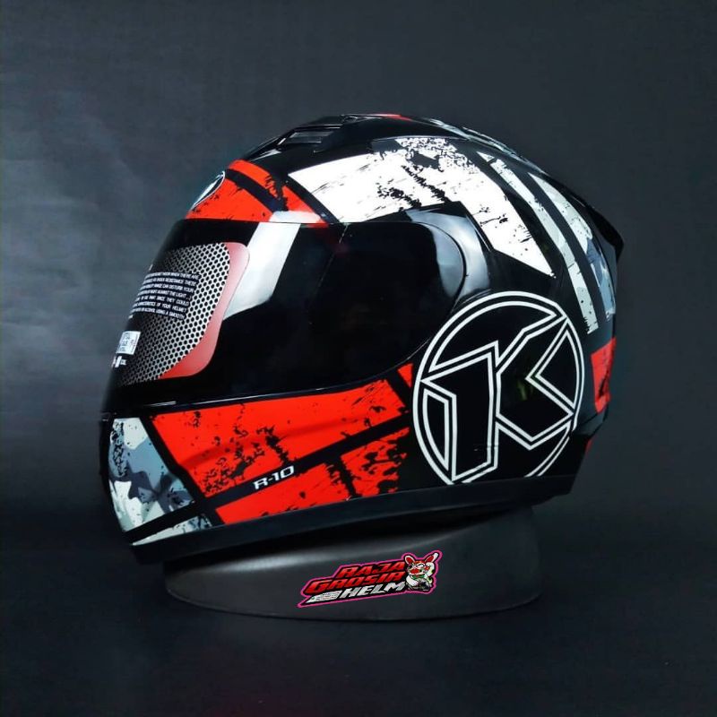 Jual HELM KYT R10 MOTIF SERI 3 BLACK WHITE RED FLUO HELM TOURING KYT R ...