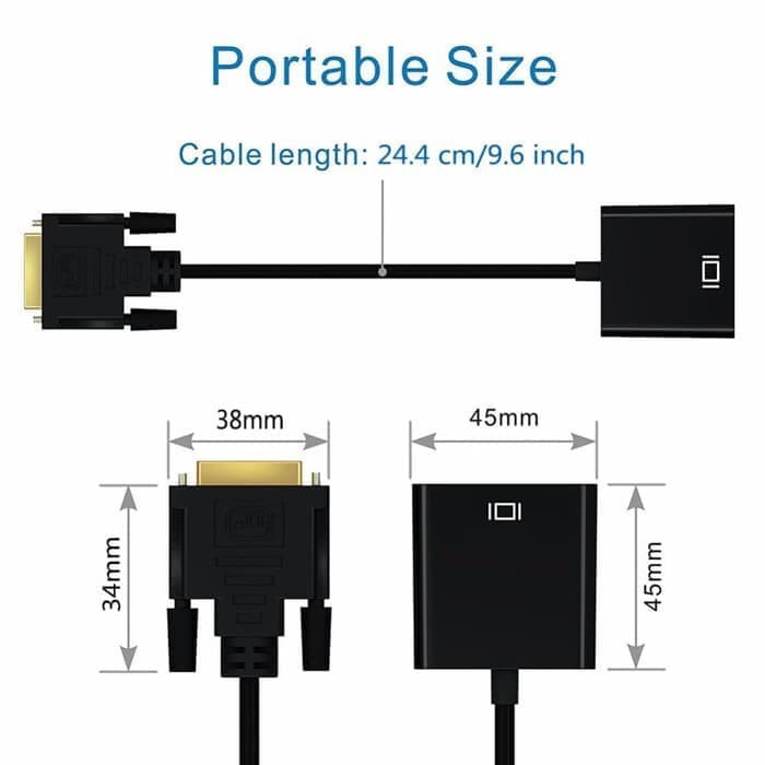 Kabel Converter Adapter 1080p DVI-D 24+1 to VGA HDTV Male - Female