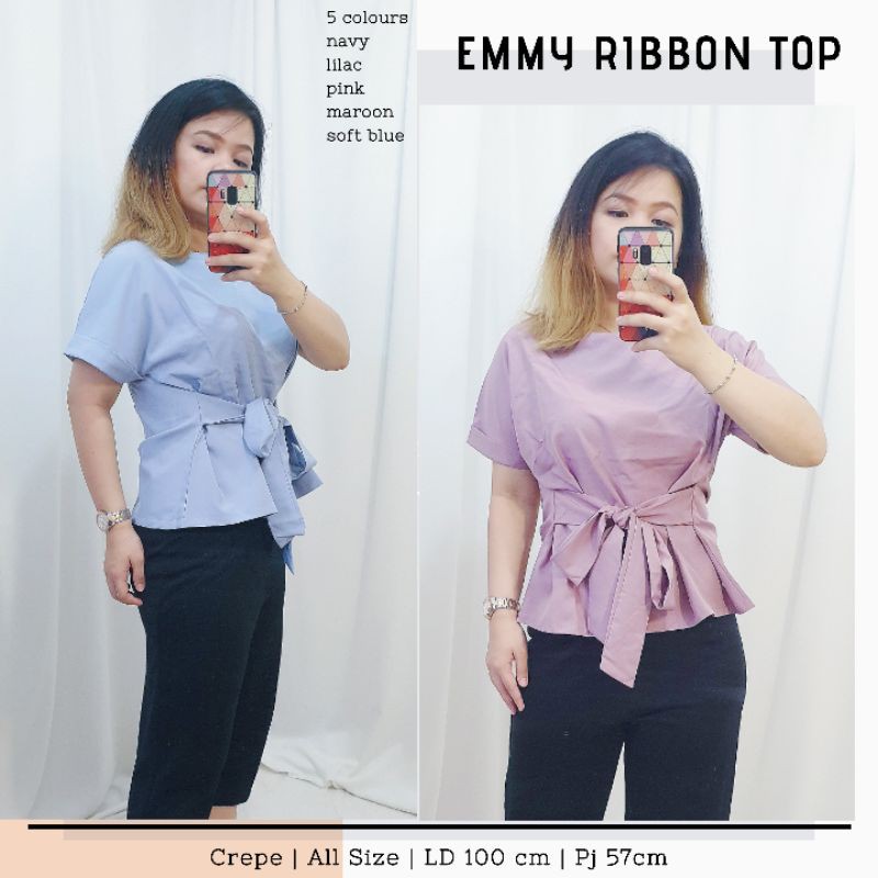 SALE  Baju Wanita - Emmy Ribbon Top (T 102) | Atasan Wanita / Blouse
