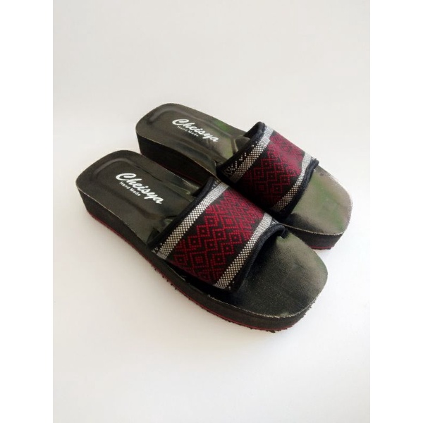 sandal wanita slip on kain batik wedges terbaru