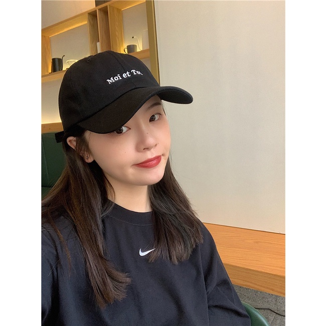 NEXTSTOP-190 Unisex Pria Wanita Hat Soft Material Bordir Moi Et Toi Topi Baseball