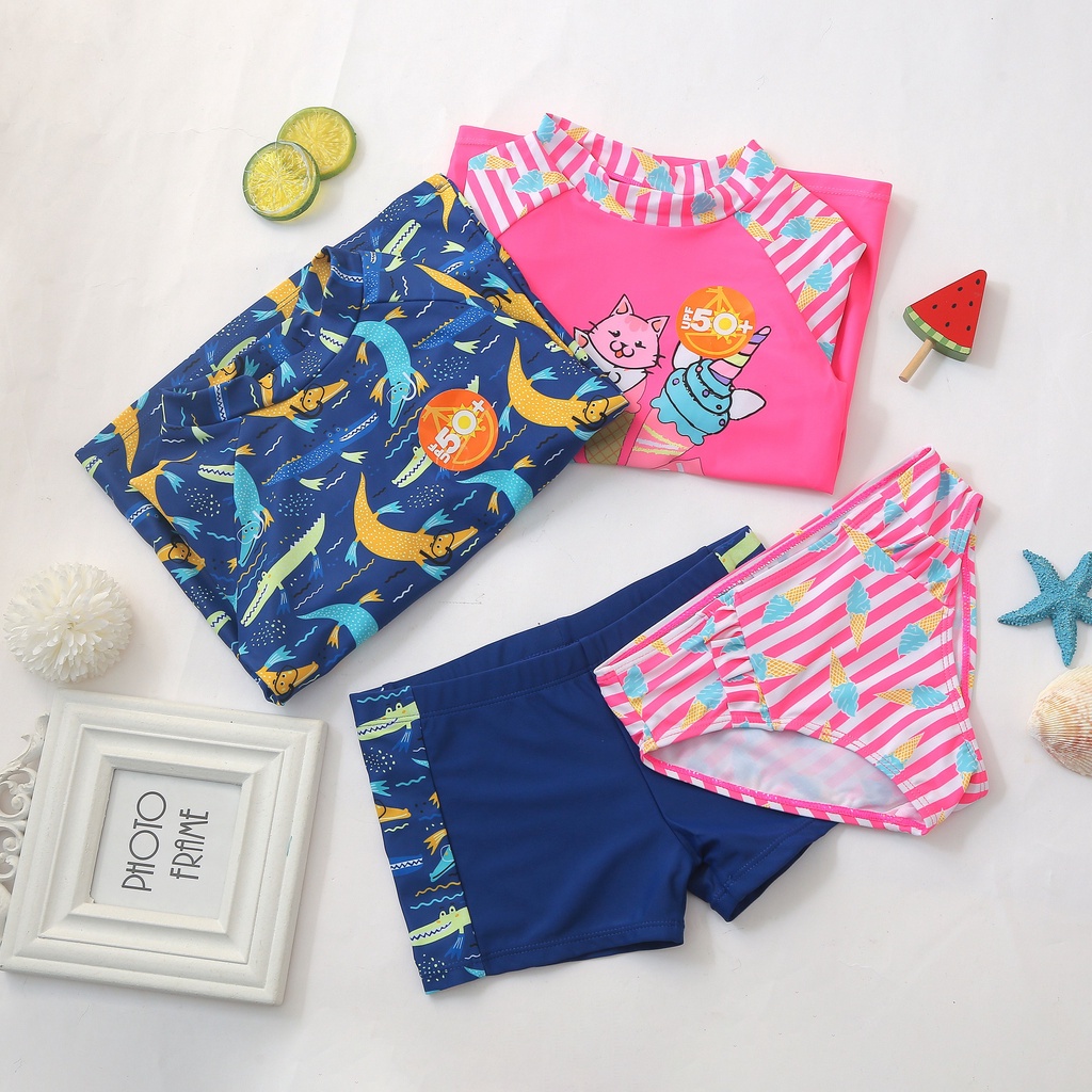 baju renang anak langan panjang perempuan laki-laki 2pc upf 50+ premium lucu