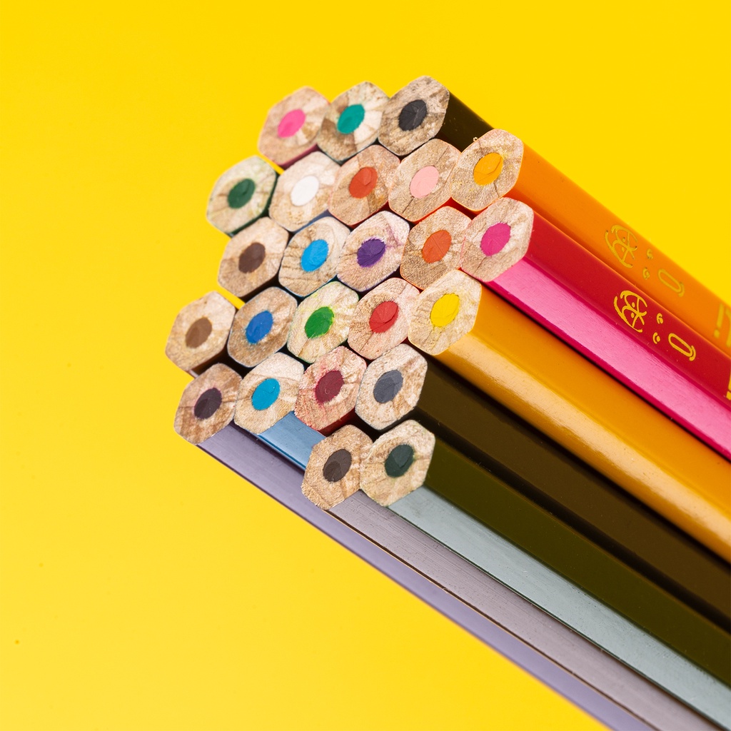Deli Larva School Color Pencil / Pensil Warna 12/24 Warna Mudah Diraut Warna Cerah dan Tebal EC115-5