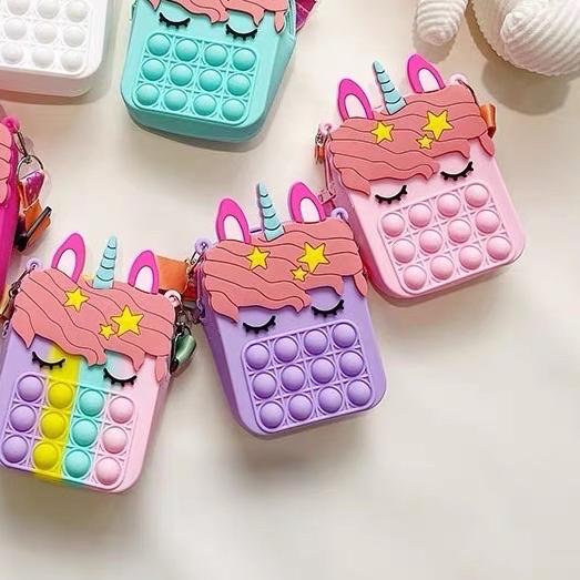 ➶ Pop it Tas Popite Baru Fidget Toys Unzip Toys Messenger Bag Wallet ❊