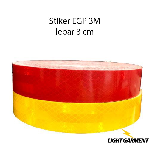 Stiker 3M Original EGP Reflektor lebar 3 cm /Skotlet Pemantul Cahaya per 1 M KIR DISHUB mobil truk