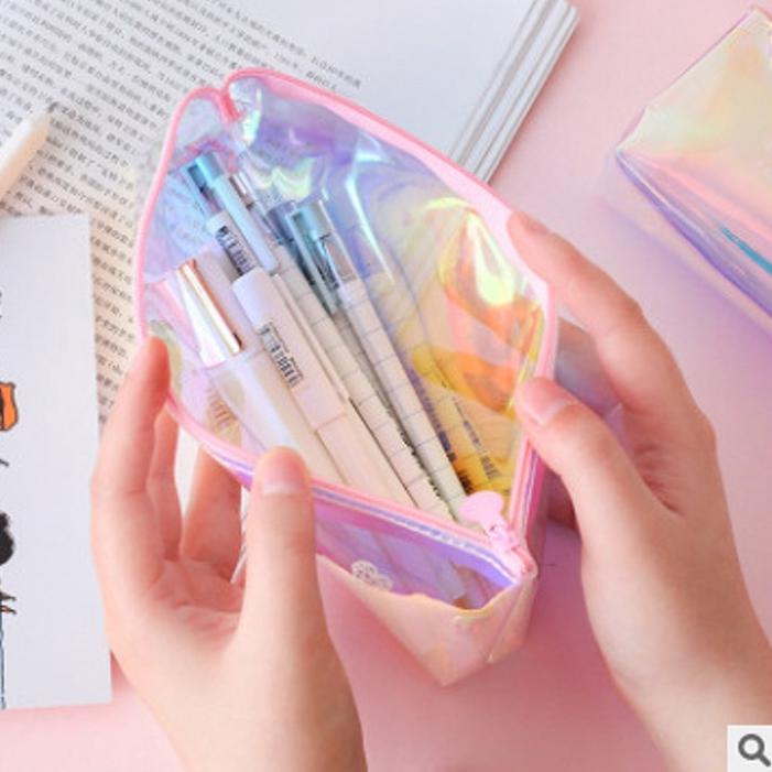 

New - Kotak Pensil / Tempat Pensil Hologram Transparan SK0069 ,.