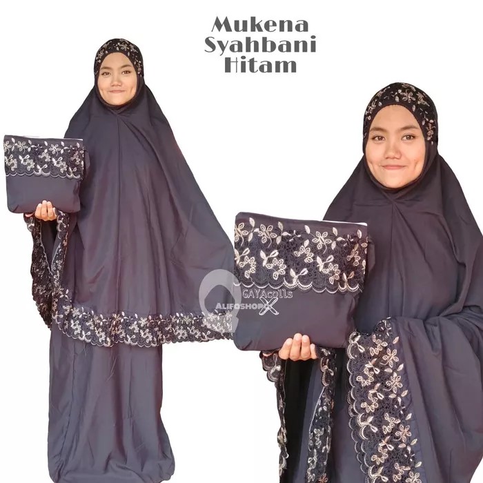 Mukena Dewasa Mukena Murah Mukena Katun Syahbani Hitam