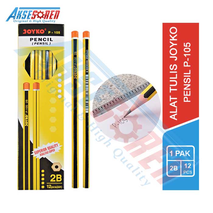 

Pensil 2B Joyko [P-105/12 pcs] / Alat Tulis Ujian Komputer / Pencil Gambar Menulis [1 Pack]