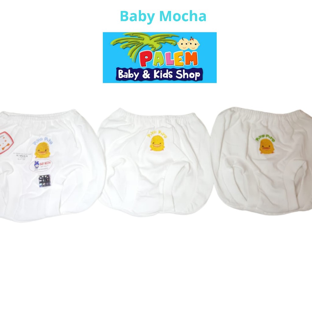 Baby mocha celana pop putih bordir isi 3 usia 0-3 bulan/celana bayi 104856