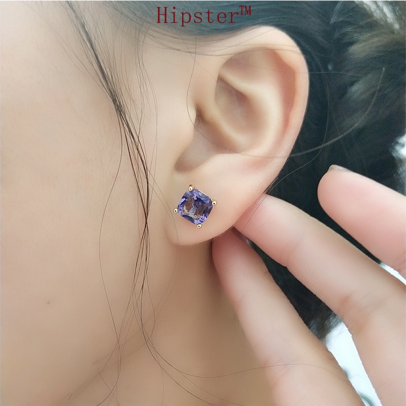 Popular Amethyst Simple Temperament Trendy Stylish Earrings