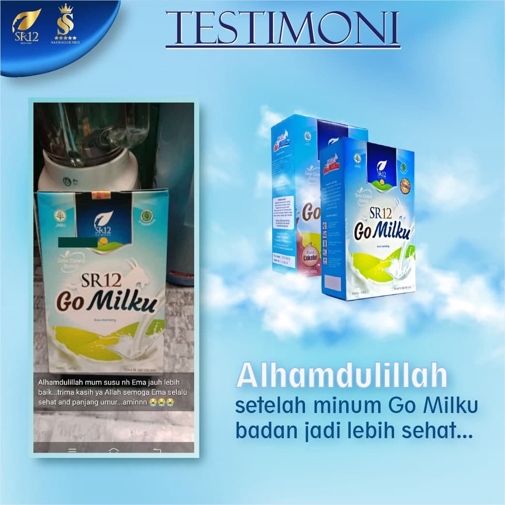 Flash sale Go milku Original SR12 Susu kambing etawa bubuk Pelancar asi Susu murni  Penggemuk badan Meningkatkan Kesehatan tulang Mengurangi Kolesterol darah Mencegah Stress Membantu Kecerdasan Original BPOM Susu kambing etawa 600gr