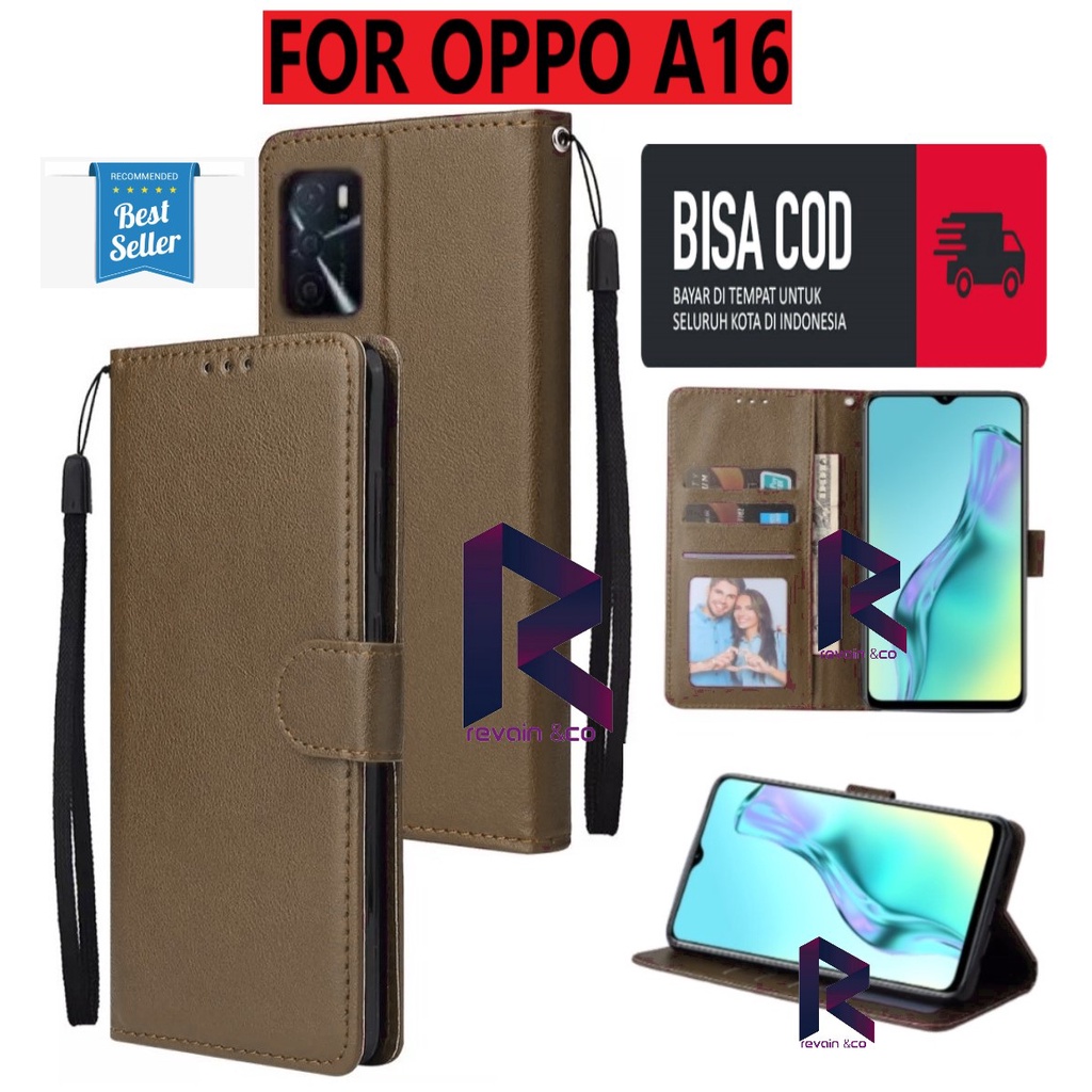 NEW OPPO A16 CASE DOMPET FLIP WALLET LEATHER KULIT PREMIUM SARUNG BUKA TUTUP FLIP CASE OPPO A16