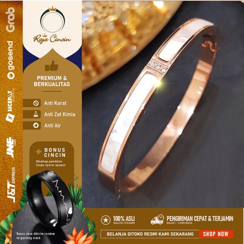 Gelang Titanium Wanita Anti Karat Asli Perak Cewek Korea Mewah Premium Kekinian 0001D4