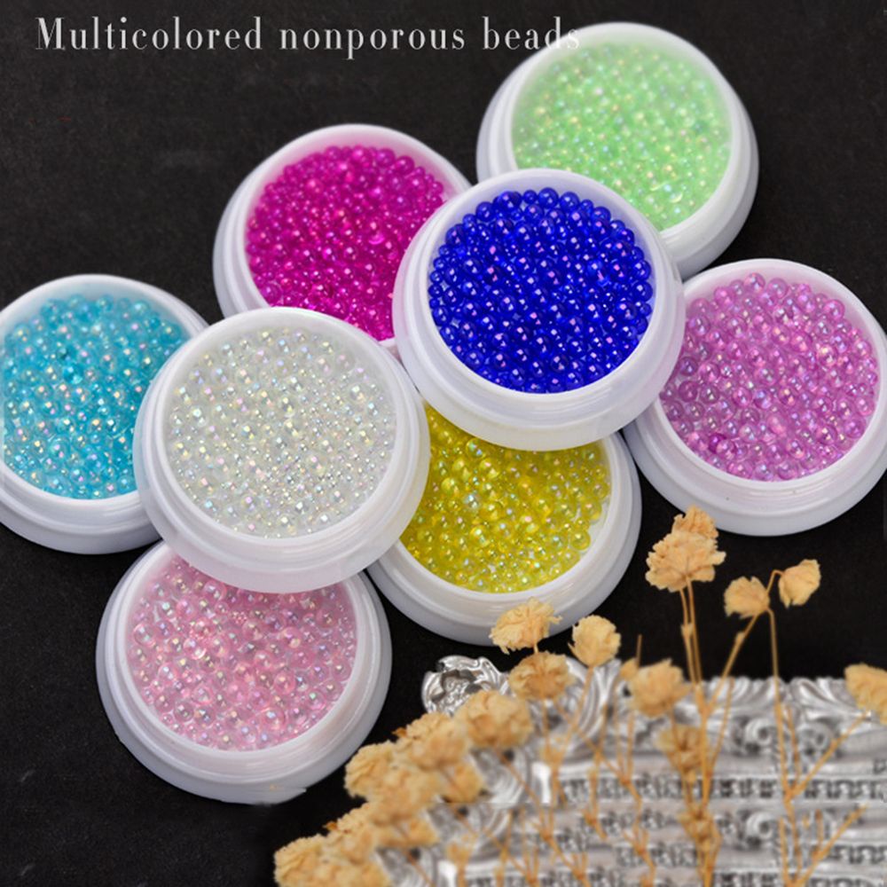 MXBEAUTY Transparent 3D Nail Art Decorations Fashion DIY Nail Jewelry Nail Art Candy Beads Aurora Manicure Tool Bubble Bead Symphony Japanese Mixed Size Round Crystal Stones