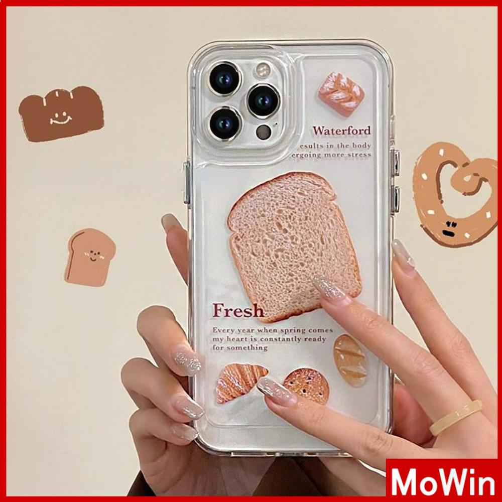 iPhone Case Clear Case Soft Thick TPU Shockproof Super Transparent Protection Camera Plating Button Toast Bread For iPhone 13 Pro Max iPhone 12 Pro Max iPhone 11 iPhone 7Plus