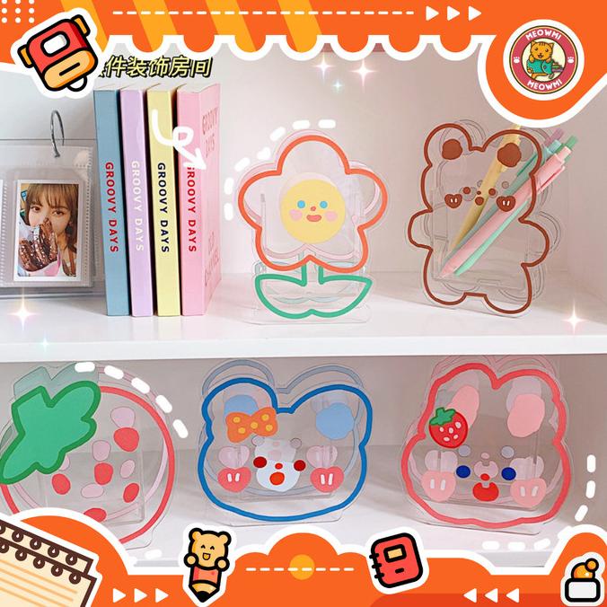 

@#@#@#] Organizer Tabung Pensil Bahan Akrilik Motif Bear Rabbit Flower OB0031