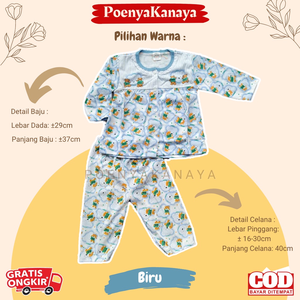 setelan Baju Bayi Piyama Bayi Panjang BEAR BEAR Fauzan 6-18 bln SPY107