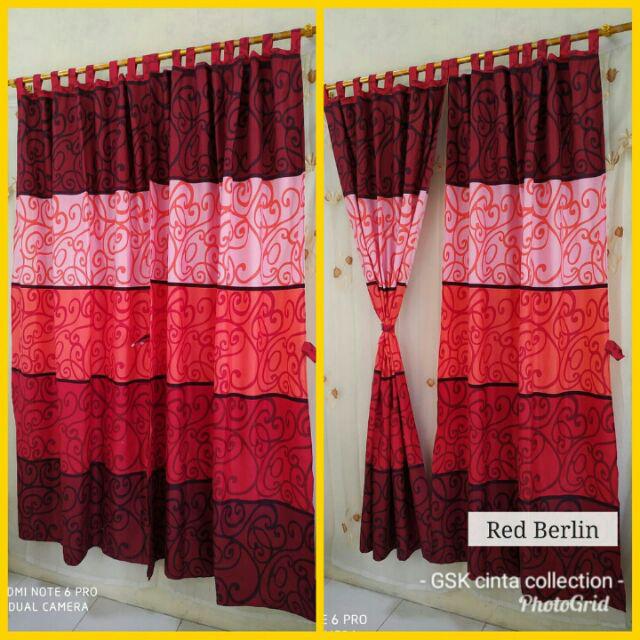 Gorden Homemade Tali  Perekat Tirai  Pintu  Motif Keren Red 