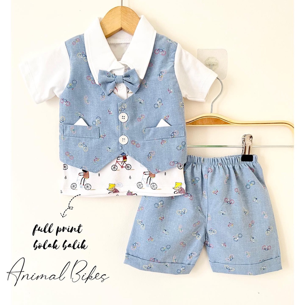 MILK &amp; JAM / GRIZZ / CRABBY / PINGUIN / SAILOR / ANIMAL BIKE VEST TUXEDO BAJU KEMEJA CELANA ANAK LAKI COWO BABEEBABYSHOP