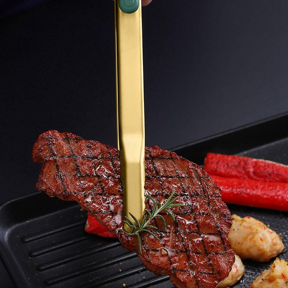 [Elegan] Penjepit Makanan Klip Roti Stainless Steel Non-Slip Peralatan Masak Barbekyu Penjepit Penjepit Saji Alat BBQ