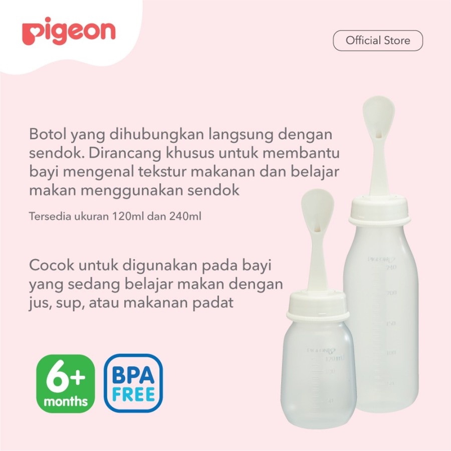 Pigeon Food Feeder Weaning Bottle with Spoon Botol Sendok Makan Bayi