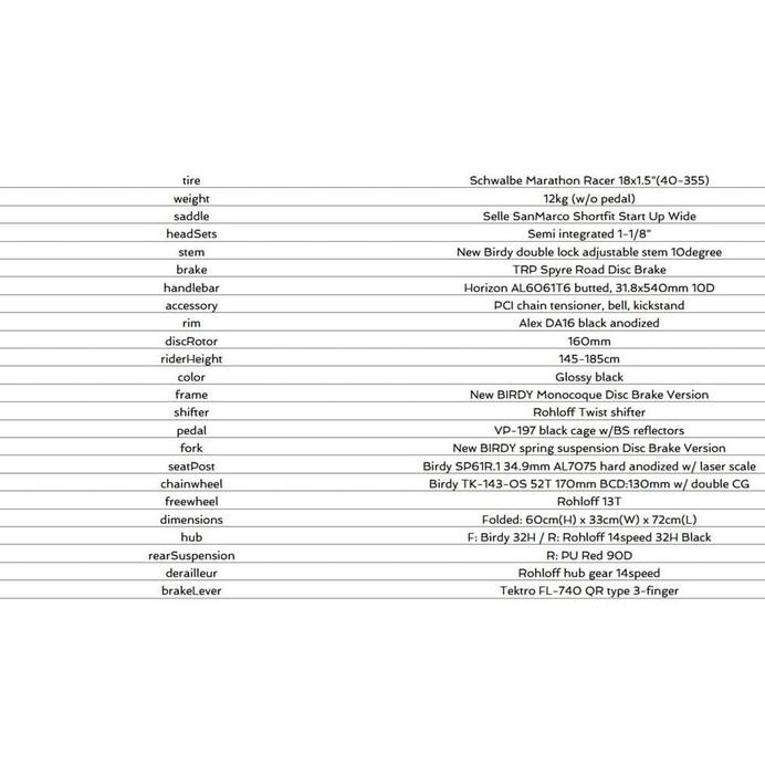 IMPOR Sepeda Lipat Jerman Birdy Rohloff Disc 14 SP Black Red 2020