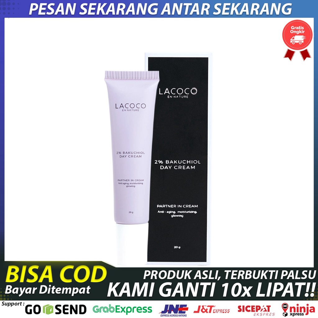 Lacoco 2% Bakuchiol Day Cream - Cream Siang Anti Aging - Pencerah Wajah Glowing - Penghilang Kerutan