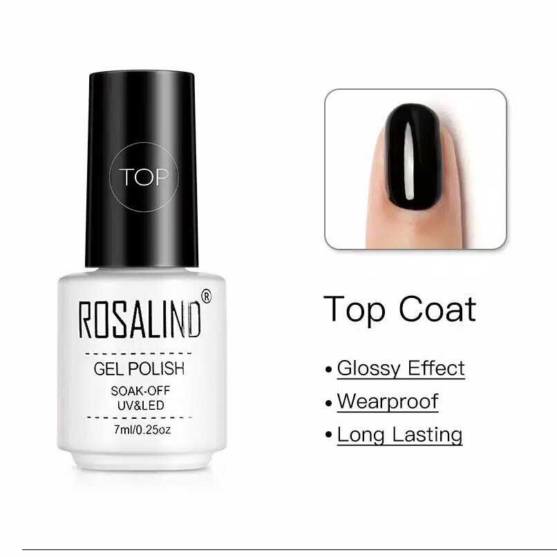 ROSALIND Base Coat dan Top Coat Nail Gel UV LED / Kutek/ Cat Kuku Bagus Murah