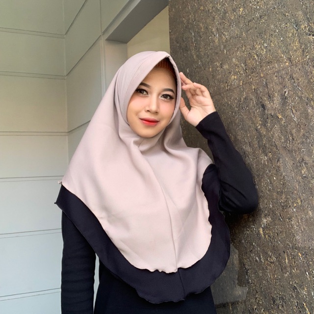 Jilbab instan syari 2 layer crepe premium