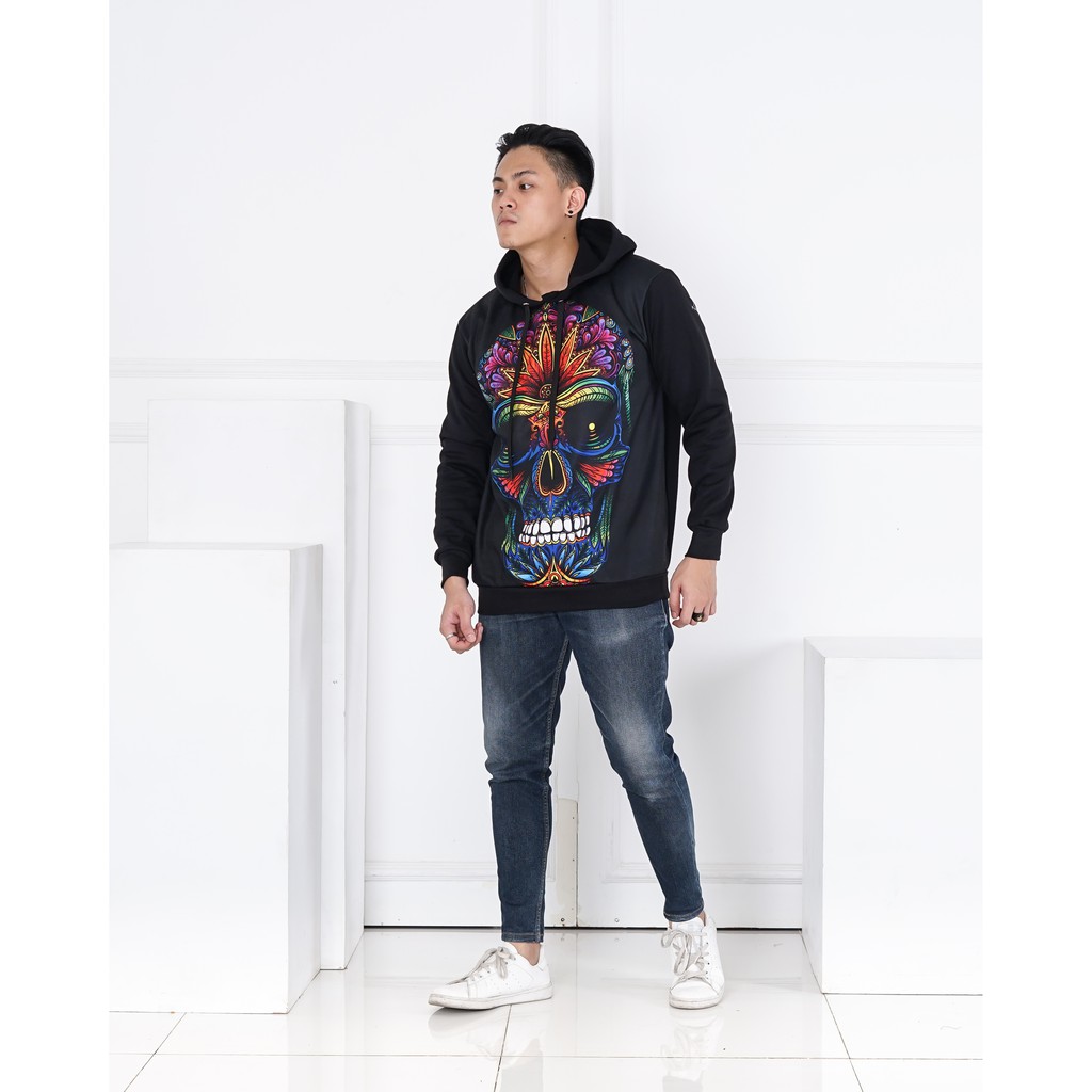 Hoodie Pria / Hodie Pria  / Jaket PriaJumper Printing 3D Tengkorak Premium Distro Bahan Flce UK L/XL