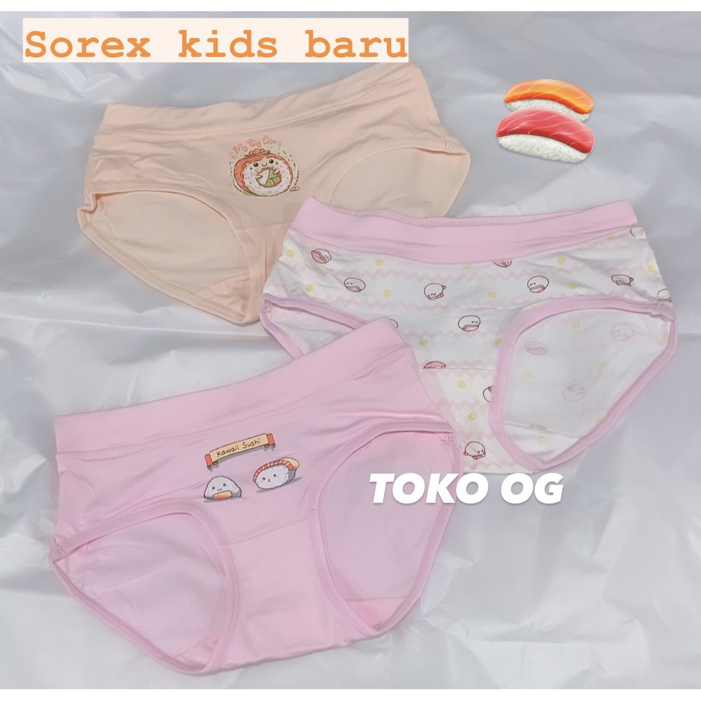 SOREX KIDS CD CELANA DALAM ANAK KIDS GIRL SK NA 452 ; NB 220 ; NB 313 GAMBAR SUSHI LOVELY TERBARU M L X